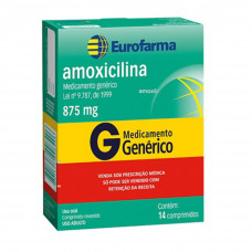 Amoxicilina 875mg com 14 capsulas Eurofarma